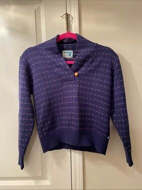 Wrangler Womens Sweater size M retro/vintage/ski/winter/70s 80s 90s blue rare